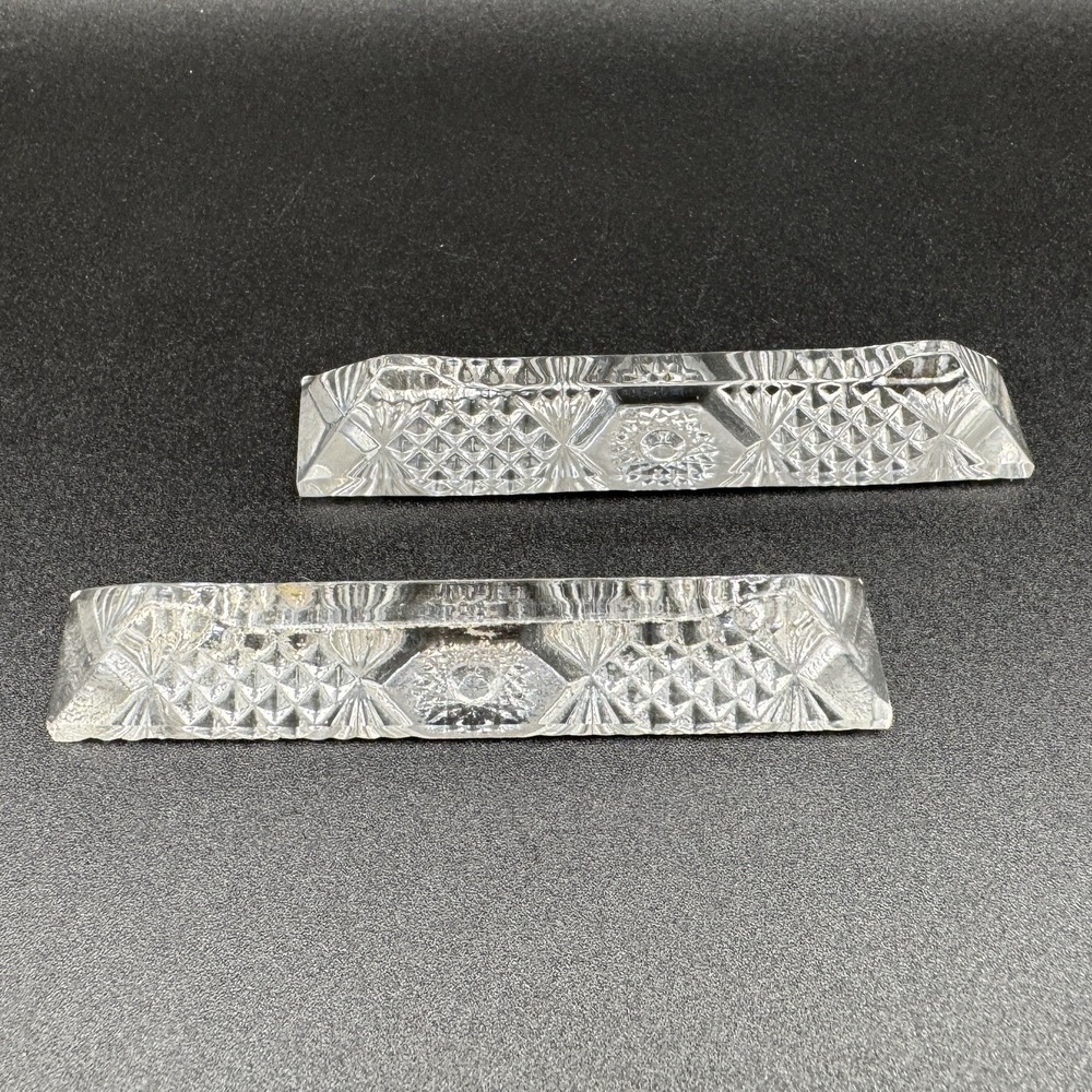 Hungary Pressed Crystal Knife Rest Starburst Glass - 2 Pieces - Wedding Holiday - Picture 4 of 5